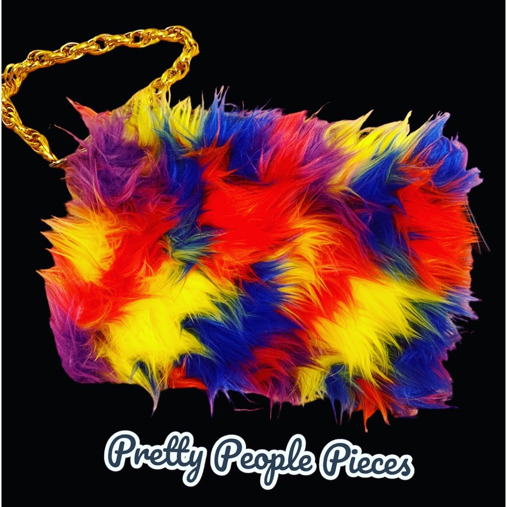 Multi colored clutch handbag